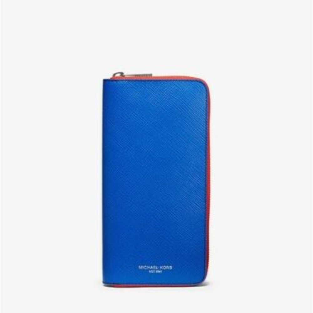 Michael Kors Harrison Color-Block Leather Zip-Around Wallet